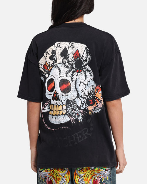 Ed Hardy Catcher T-Shirt Black Acidwash