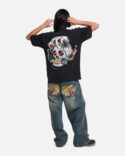 Ed Hardy Catcher T-Shirt Black Acidwash