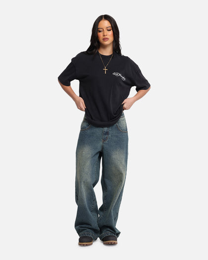 Ed Hardy Catcher T-Shirt Black Acidwash