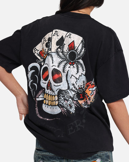 Ed Hardy Catcher T-Shirt Black Acidwash