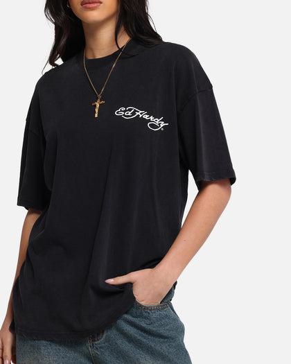 Ed Hardy Catcher T-Shirt Black Acidwash