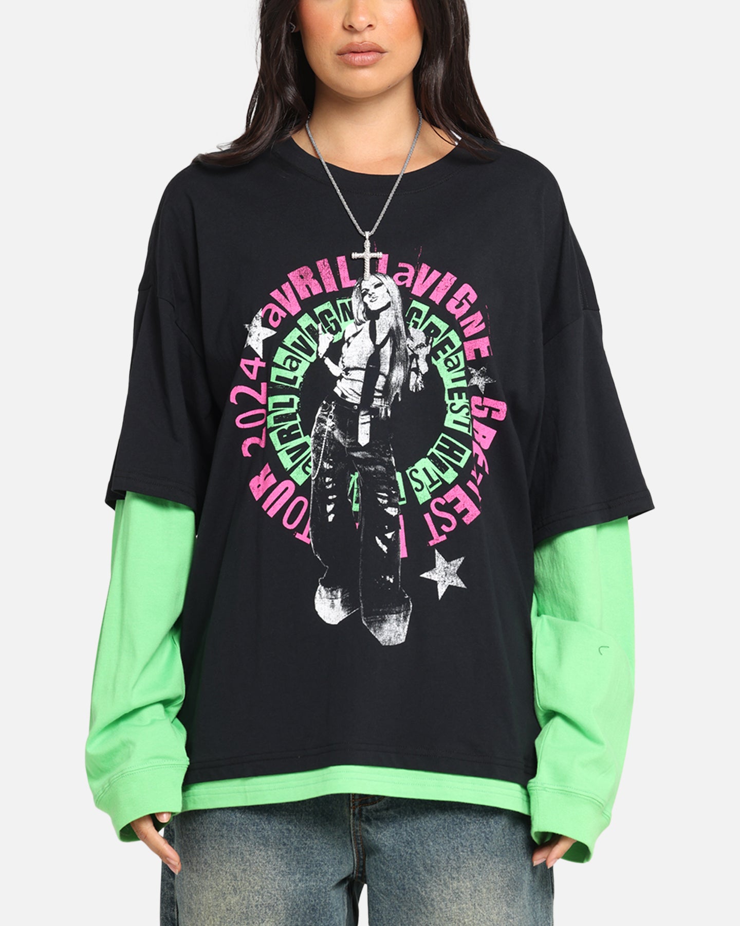 Avril Lavigne Avril Layered Long Sleeve T-Shirt Black Wash