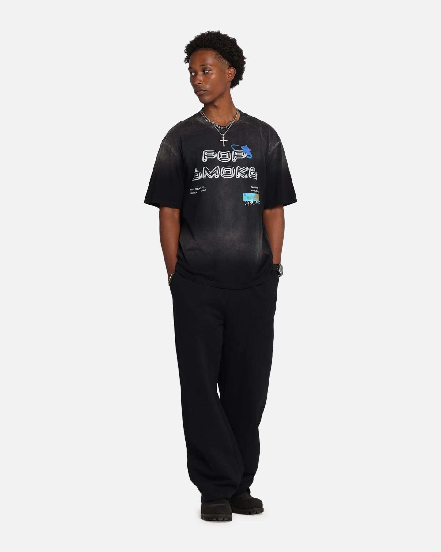 Pop Smoke Never Clear T-Shirt Black Wash | Culture Kings