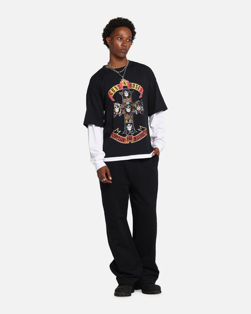 G N Roses Roses Layered Long Sleeve T-Shirt Black Wash