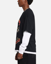 G N Roses Roses Layered Long Sleeve T-Shirt Black Wash