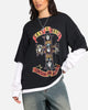 G N Roses Roses Layered Long Sleeve T-Shirt Black Wash