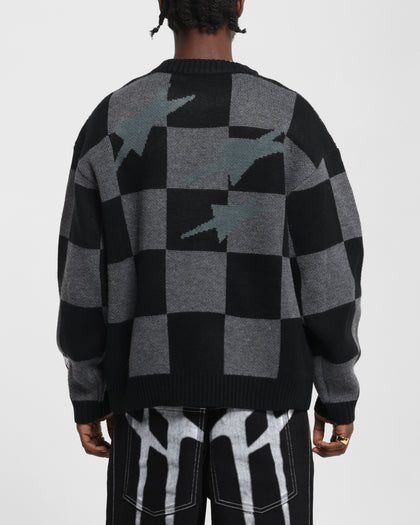 Loiter Checker Knit Sweater Black/Grey