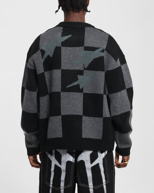 Loiter Checker Knit Sweater Black/Grey