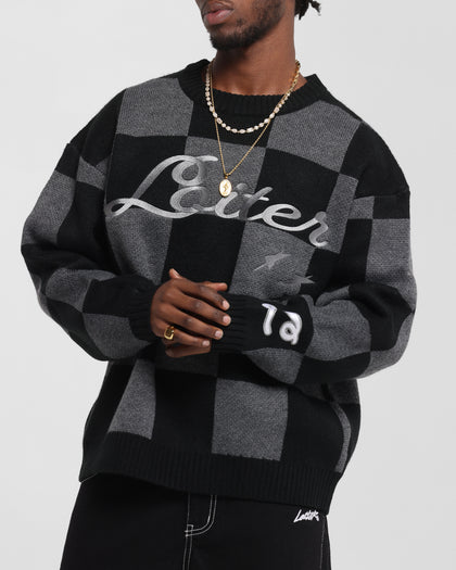 Loiter Checker Knit Sweater Black/Grey