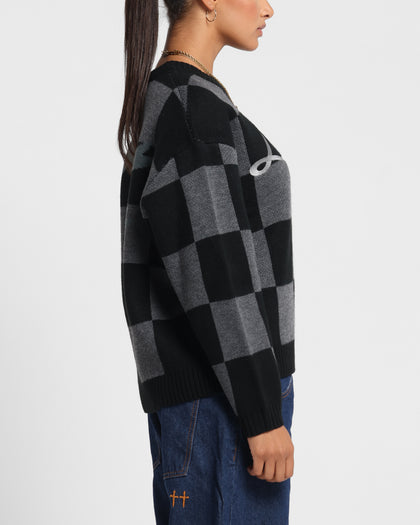 Loiter Checker Knit Sweater Black/Grey