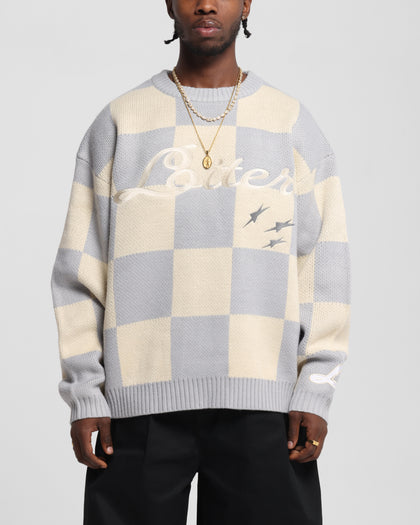 Loiter Checker Knit Sweater Grey/Off White