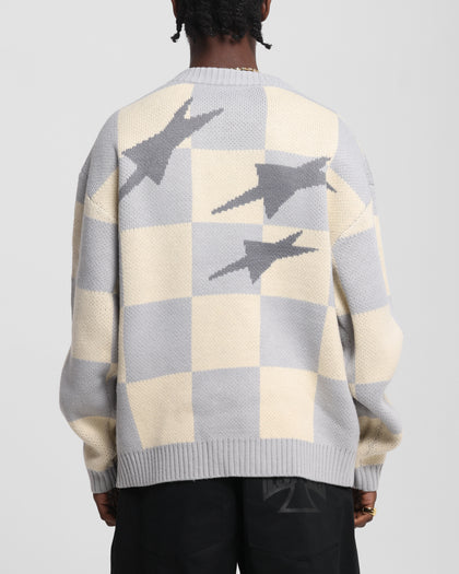 Loiter Checker Knit Sweater Grey/Off White