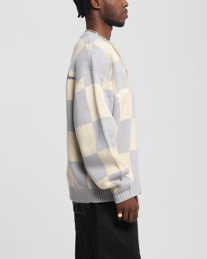 Loiter Checker Knit Sweater Grey/Off White