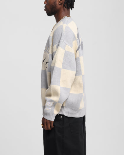 Loiter Checker Knit Sweater Grey/Off White