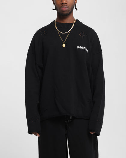 Loiter Chopper Long Sleeve Knitted Sweater Black