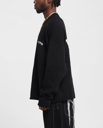 Loiter Chopper Long Sleeve Knitted Sweater Black