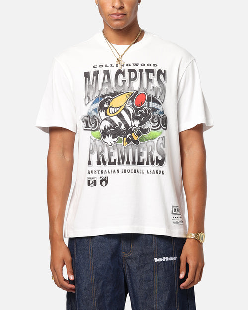 Mitchell & Ness Collingwood Magpies Mascot T-Shirt Vintage White