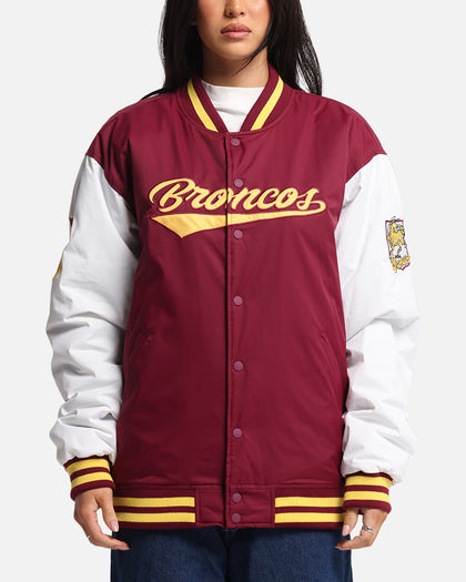 Bleacher Athletic Brisbane Broncos NRL 1908 Baseball Varsity Jacket Official Team Colour