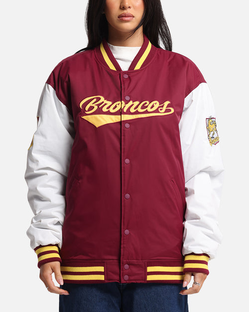 Bleacher Athletic Brisbane Broncos NRL 1908 Baseball Varsity Jacket Official Team Colour