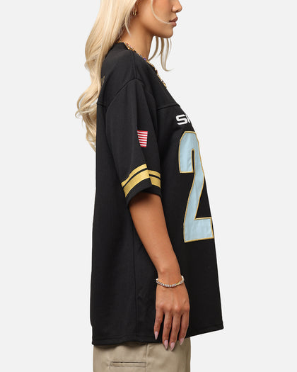 Bleacher Athletic Cronulla Sutherland Sharks NRL 2025 Las Vegas Round Grid Iron T-Shirt Official Team Colour