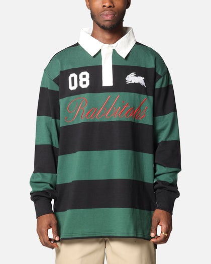 Bleacher Athletic South Sydney Rabbitohs NRL Stripe Rugby Polo Shirt Official Team Colour