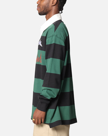 Bleacher Athletic South Sydney Rabbitohs NRL Stripe Rugby Polo Shirt Official Team Colour