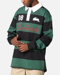 Bleacher Athletic South Sydney Rabbitohs NRL Stripe Rugby Polo Shirt Official Team Colour