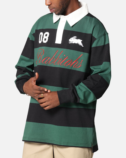 Bleacher Athletic South Sydney Rabbitohs NRL Stripe Rugby Polo Shirt Official Team Colour
