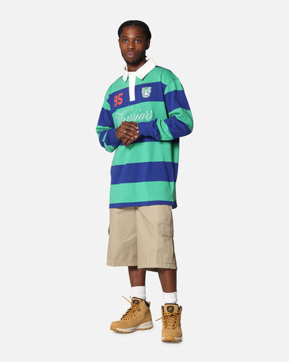 Bleacher Athletic New Zealand Warriors NRL Stripe Rugby Polo Shirt Official Team Colour