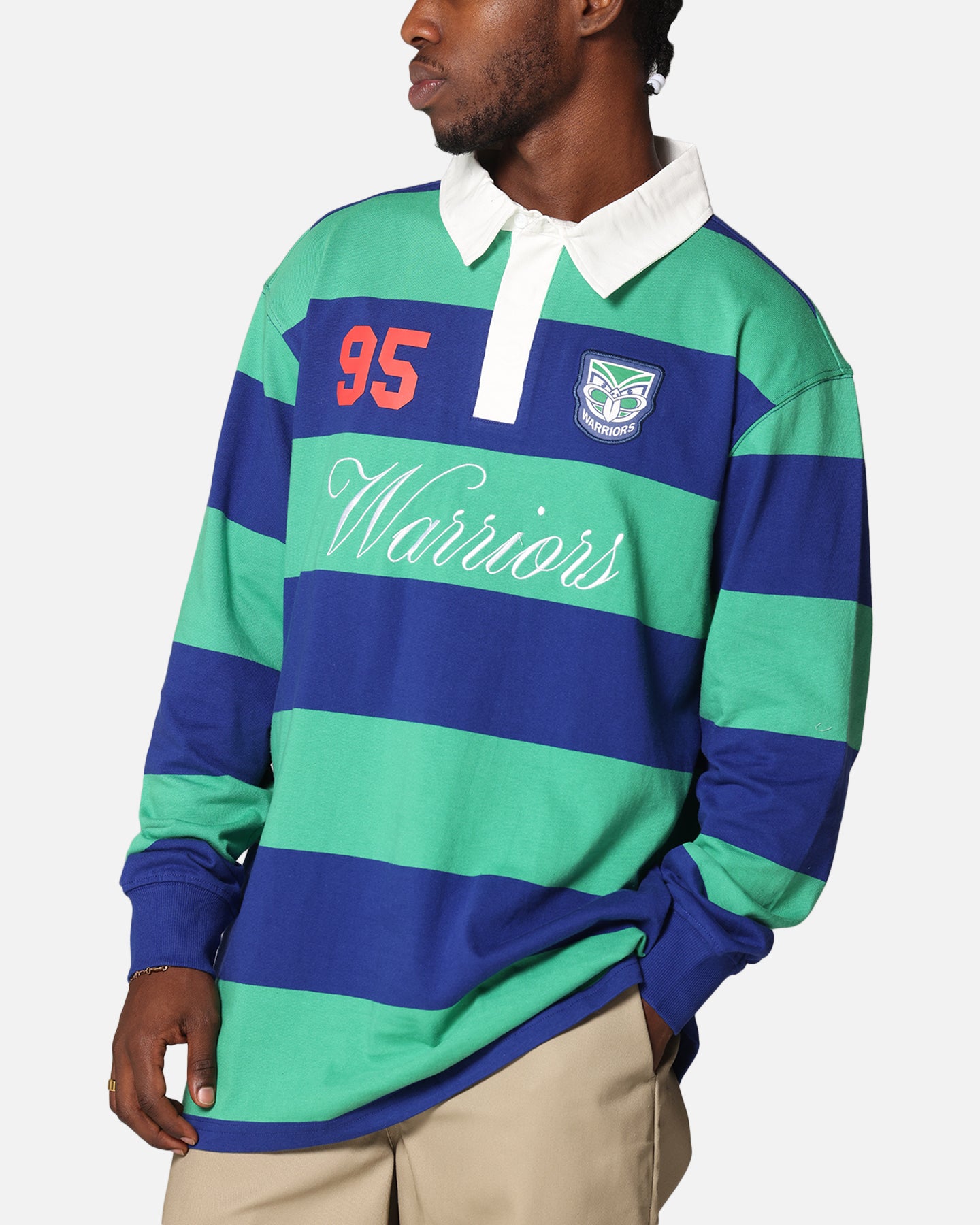 Bleacher Athletic New Zealand Warriors NRL Stripe Rugby Polo Shirt