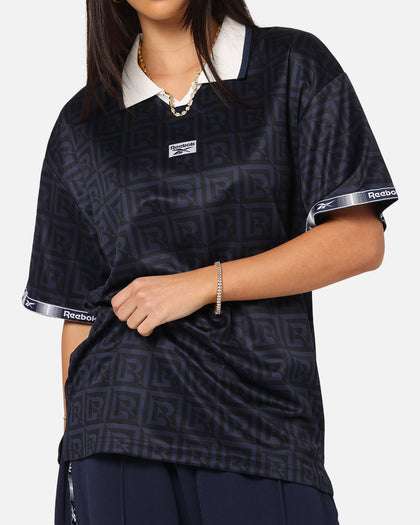 Reebok Monogram Football Polo T-Shirt Navy