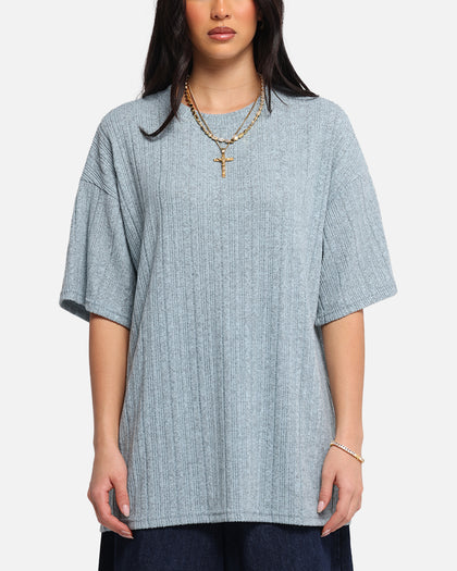 XXIII Rib Knit T-Shirt Blue Marle