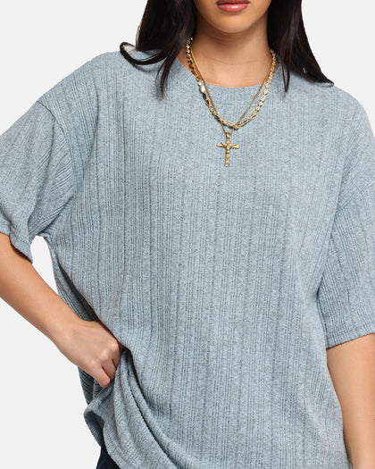 XXIII Rib Knit T-Shirt Blue Marle