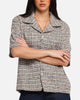 XXIII Boucle Tweed Crop Button Up Shirt Cream/Brown