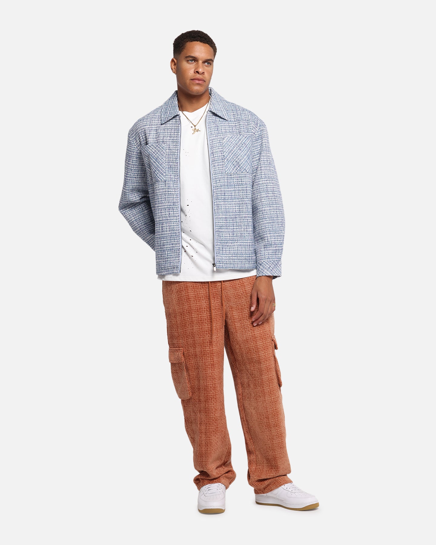 XXIII Boucle Tweed Zip Jacket Teal/Blue/Purple | Culture Kings