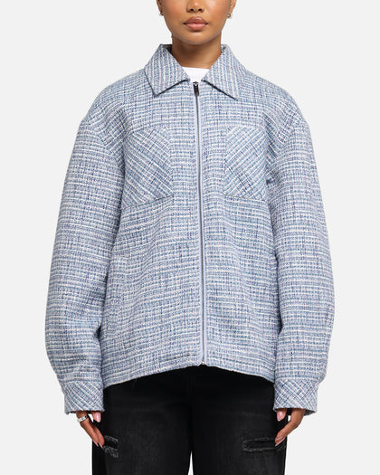 XXIII Boucle Tweed Zip Jacket Teal/Blue/Purple