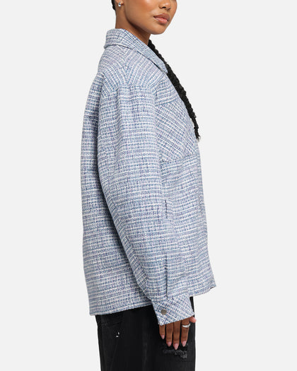 XXIII Boucle Tweed Zip Jacket Teal/Blue/Purple