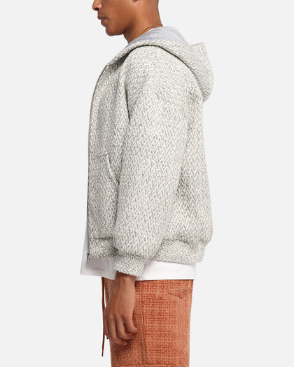 XXIII Boucle Tweed Zip Hoodie Grey Marle