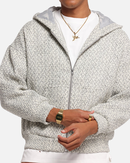 XXIII Boucle Tweed Zip Hoodie Grey Marle