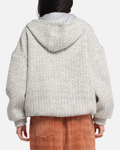XXIII Boucle Tweed Zip Hoodie Grey Marle