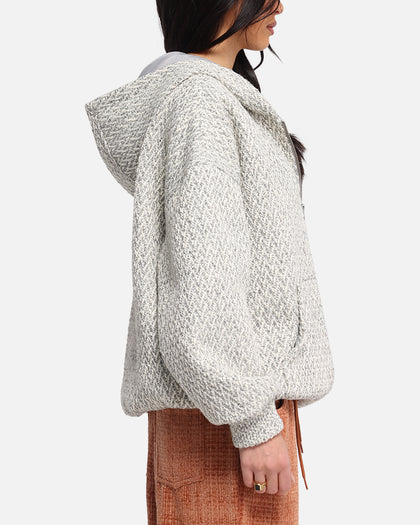 XXIII Boucle Tweed Zip Hoodie Grey Marle