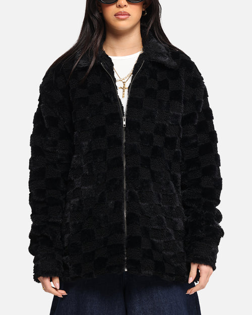 XXIII Checkerboard Fur Jacket Black