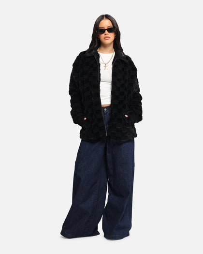 XXIII Checkerboard Fur Jacket Black