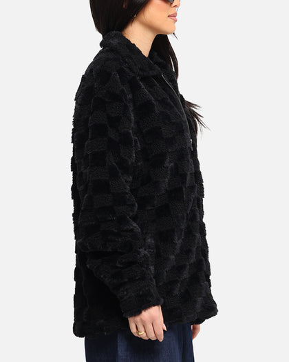 XXIII Checkerboard Fur Jacket Black