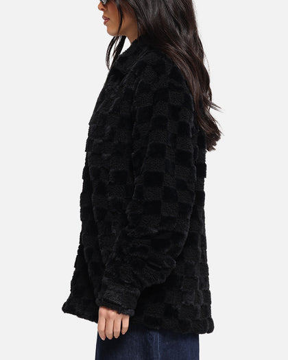 XXIII Checkerboard Fur Jacket Black