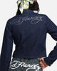 Ed Hardy Women's Cropped Denim Biker Jacket Indigo Denim