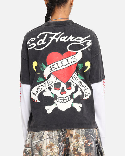 Ed Hardy Love Kills Layered Long Sleeve T-Shirt Black