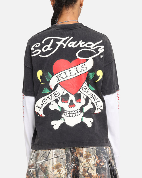 Ed Hardy Love Kills Layered Long Sleeve T-Shirt Black