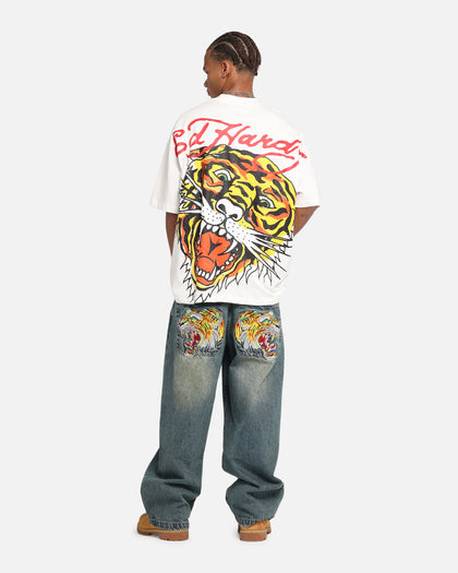 Ed Hardy Tiger Oversized Print T-Shirt Off White