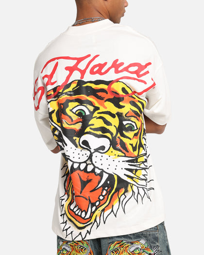 Ed Hardy Tiger Oversized Print T-Shirt Off White